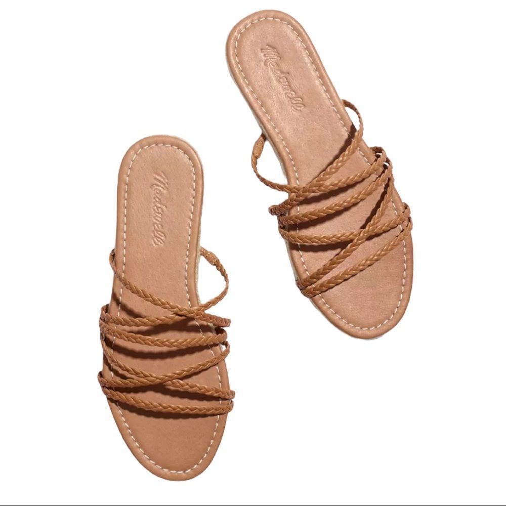 𝅺madewell The Kathryn Espadrille Slide Sandal in Leather MD777 NWOT Sz 7